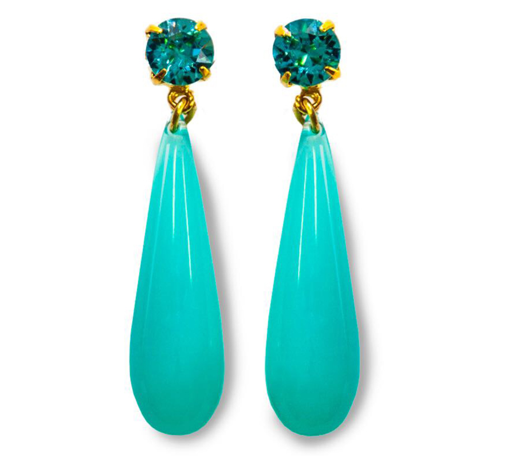 Orecchini Evanueva A Goccia In Oro Giallo 18 Kt E Turchese - Foto 5