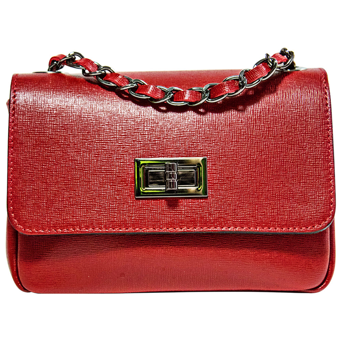 Mini Bag - Pelle Saffiano Rosso Scuro