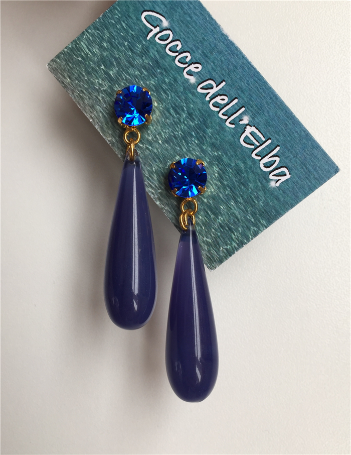 Orecchini gocce tonde blu 