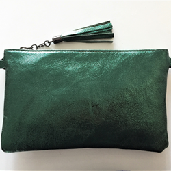 Busta in pelle laminata fucsia