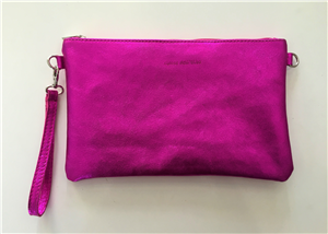 Busta in pelle laminata fucsia